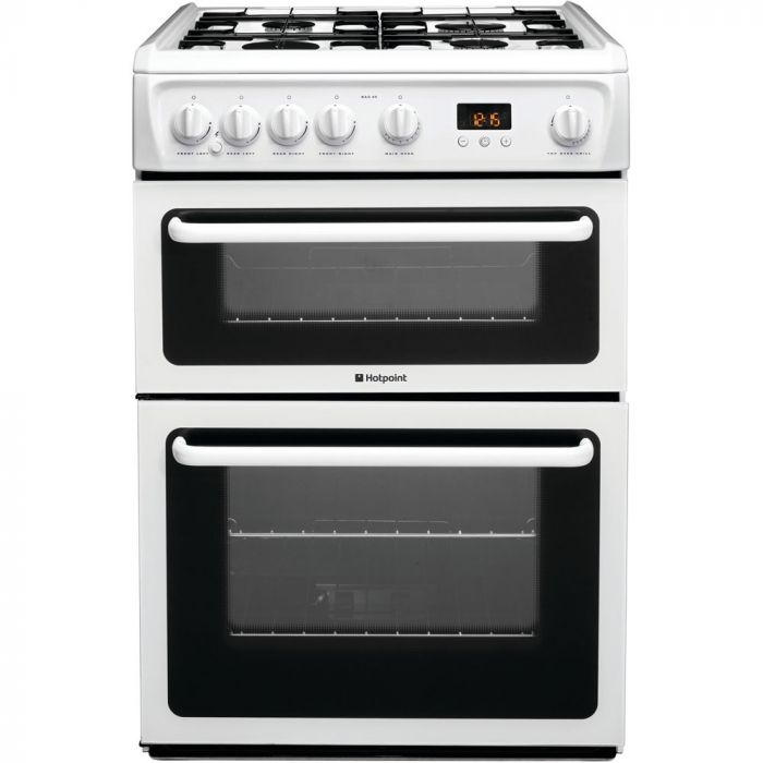 white 60cm gas cooker with lid