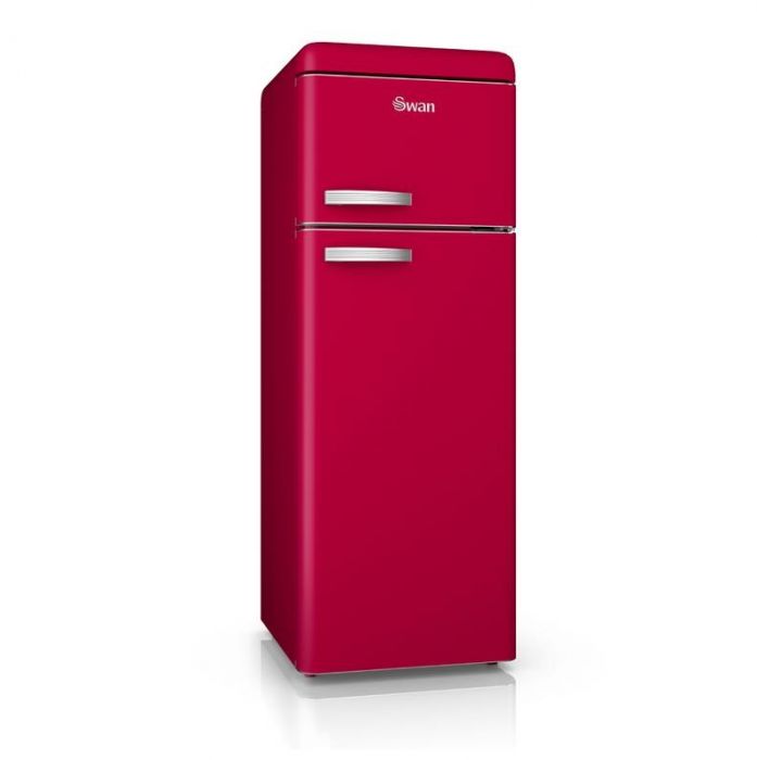 swan red fridge freezer