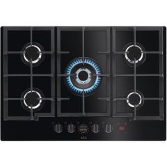 AEG HKB75450NB 74cm Gas On Glass Hob In Black