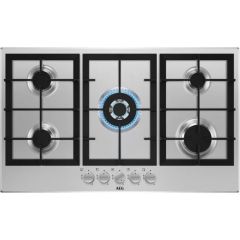 AEG 3000 Series HGX95320SM 86cm 5 Burner Gas Hob - Stainless Steel  