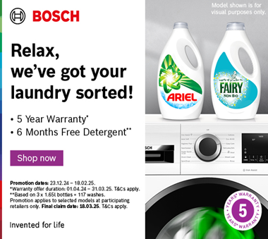 Free 5 Year Warranty & Detergent Promotion